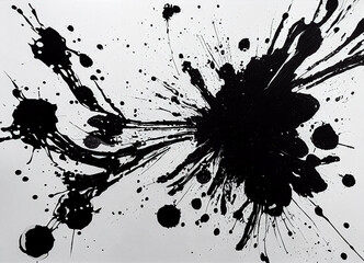 black and white ink splatters abstract