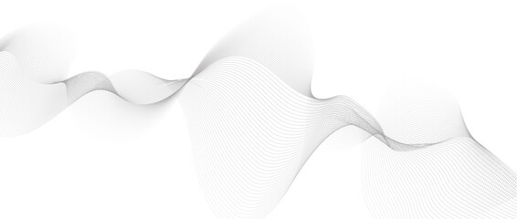 Wave line background with smooth shape. Beautiful wavy gadiant line on a white background. Horizontal banner template. Abstract futuristic template. Scientific technological wallpaper.