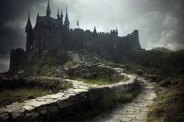 concept art fantasy lands big castle and nature