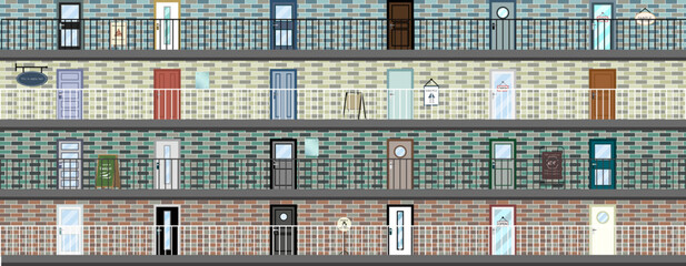 Exterior wall and door opening flat illustration collection great for architecture design