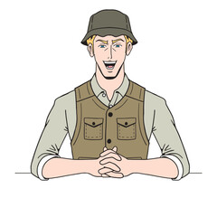 アメコミタッチのキャンパーの白人