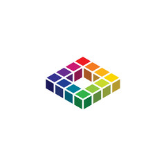 colorful cubes logo icon design