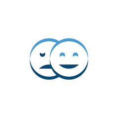 happy and sad face psychology logo icon