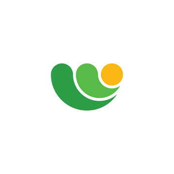 green spring wave letter w logo vector