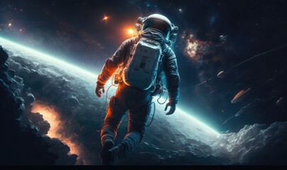 Obraz na płótnie Canvas astronaut in deep space made with generative ai