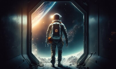 Astronaut in the deep space made with generative ai