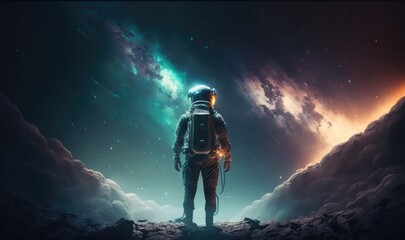 Fototapeta na wymiar Astronau exploring space made with generative ai