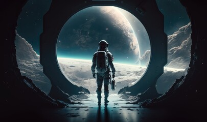 astronaut looking into space made with generative ai