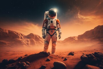astronaut standing on planet mars made with generated ai