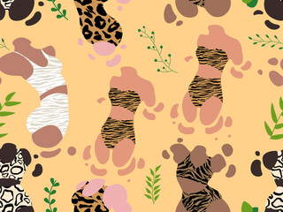 Body positive, Seamless pattern, Different women