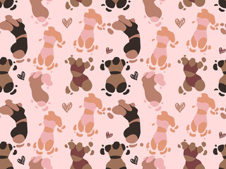 Body positive, Seamless pattern, Different women