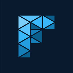 letter f geometric polygon style creative design