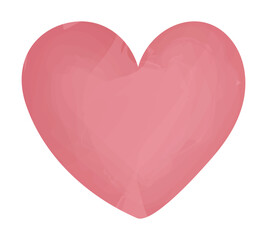 Pink heart with watercolor effect for Valentine's day. Romantic clipart. Can be used for card, invitation, stickers, print. Isolated vector and PNG illustration on transparent background.