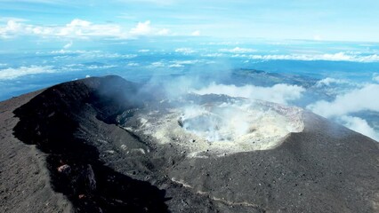 Aerial view of Mount Slamet or Gunung Slamet is an active stratovolcano in the Purbalingga Regency. 