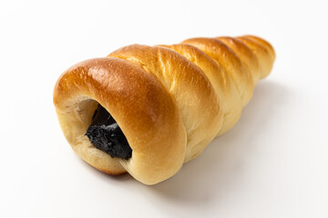 Chocolate horn on a white background