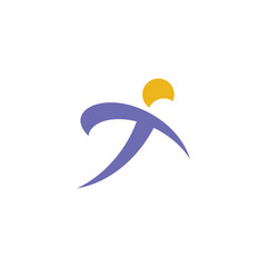 stylized letter t man logo icon vector design