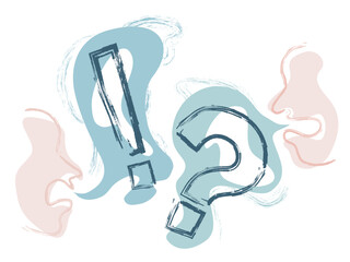 Roughness A002_Query with Question Mark Exclamation Mark frame shows the emotion vector illustration graphic EPS 10