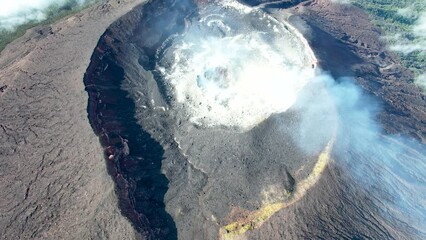 Aerial view of Mount Slamet or Gunung Slamet is an active stratovolcano in the Purbalingga Regency. 
