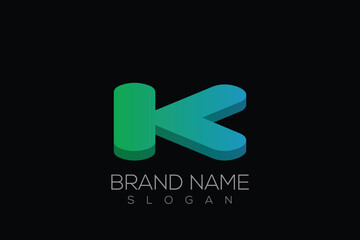 3D K Logo Vector | Gradient 3D Letter K Vector Logo Design

