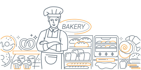 Bakery - modern line design style colorful illustration