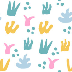 Fototapeta premium Abstract modern seamless pattern with color geometry shapes. Hand drawn different shapes texture. Modern doodle vector background with various shapes. Great for printing on textiles