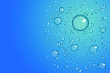 Water drops on blue background. illustration abstract background concept.