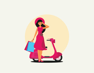 Vector creative flat design scooter icon
