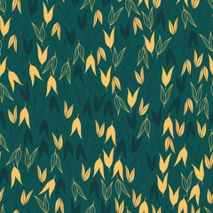 Leaves and branches repeat pattern. Floral pattern design. Botanical tile. Good for prints, wrappings, textiles and fabrics.