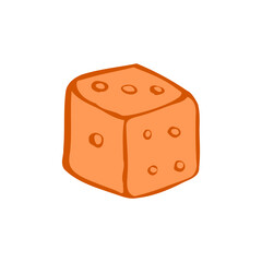 Orange dice vector on the white background