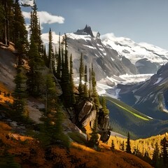 A valley, with mountains in the background, mady by Generative AI