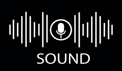 an icon symbol microphone button audio wave music sound vector illustration