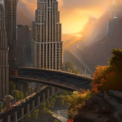 Modern city. Made with Generative AI.