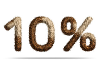 10 percent with fur texture for special offer discount sale concept