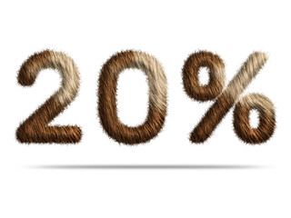 20 percent with fur texture for special offer discount sale concept