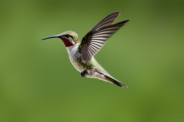 Fototapeta premium A hummingbird with its wings spread open.