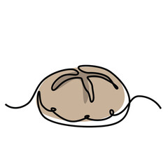 Single continuous line drawing of stylized sweet fresh bake bakery pastry in minimal continuous one line