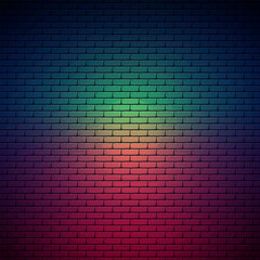 Night brick wall background, background for neon lights.
