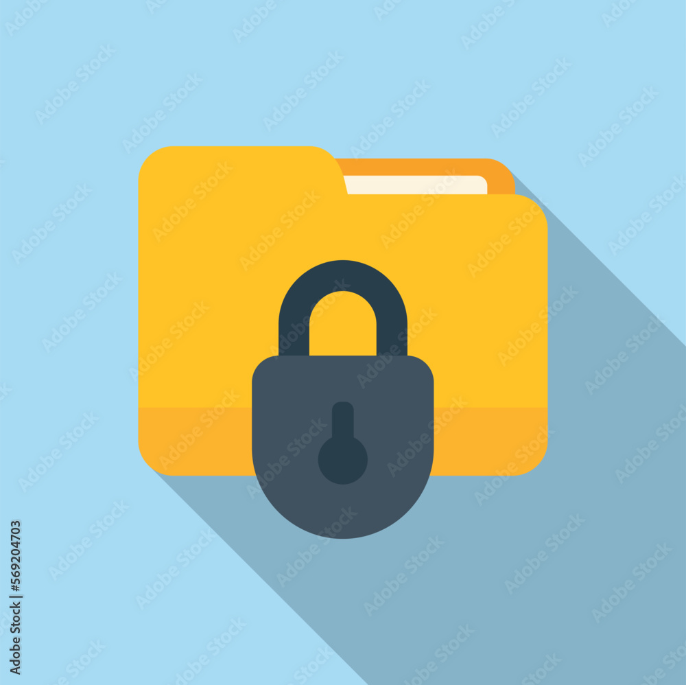 Poster folder lock icon flat vector. malware virus. web alert