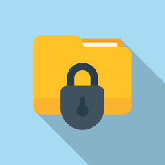 Folder lock icon flat vector. Malware virus. Web alert