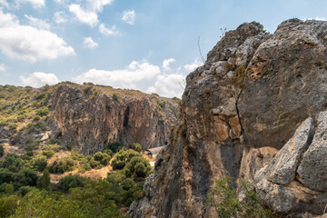 Mountain  nature in the national reserve - Nahal Mearot Nature Preserve, near Haifa, in northern Israel
