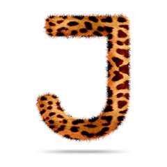 Alphabet letter j design with leopard fur texture