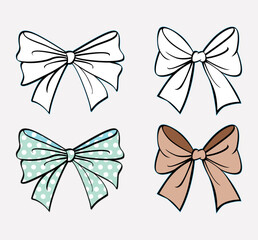 Vintage bow tie hand drawn illustration. Isolated on grey