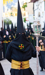 Close-up of a Penitent or Nazarene in the Holy Week procession.