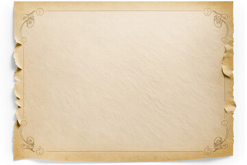 Mockup sheet of old parchment page on alpha transparent background, AI generated illustration