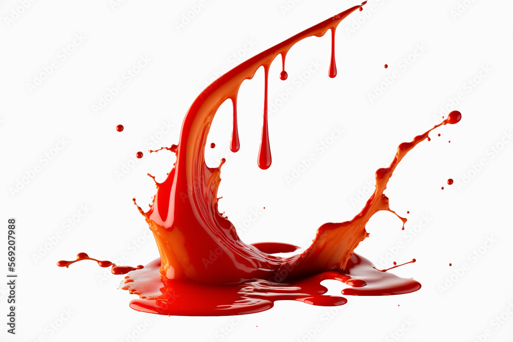 Leinwandbilder red paint splash. tomato, strawbery or red juice splashing. ketchup splash on isolated white backgro