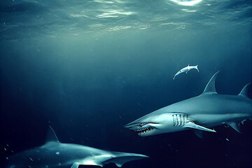 Fototapeta premium ocean underwater sharks