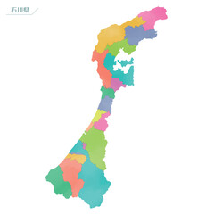 水彩風の地図　石川県