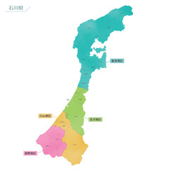 水彩風の地図　石川県