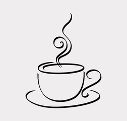 Vector coffee cup icon isolated . coffee cup in doodle style