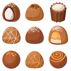 Vector image of sweets. Delicious chocolate sweets. The concept of the holiday, Valentine's day, March 8, birthday. Delicious and cute balloons